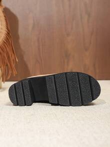 Giày bốt cổ điển đế dày cao gót thời trang phong cách mới cho nữ, cao đến giữa bắp chân, thích hợp cho mùa xuân, thu và đông - Màu Hồng baby - Xem 3