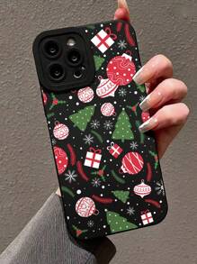 1 Ốp lưng điện thoại bảo vệ toàn thân hình cây thông Noel và chuông màu đen tương thích với iPhone 16/16 Pro/11/13/15/15 Plus/15 Pro/15 Pro Max/11/12/13/14 - Nhiều màu - Xem 1