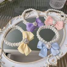 1 件猫串珠项链，可爱极具吸引力的水钻镶嵌狗和猫项圈，用于拍照的装饰品，项链可防止猫咬和舔 - 黃色 - 查看 3