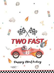 3 件 137 * 274CM/54 * 108IN 一次性派对桌布，卡通可爱格子旗和红色赛车图案桌布，适合各种主题派对和日常装饰 - 彩色 - 查看 3