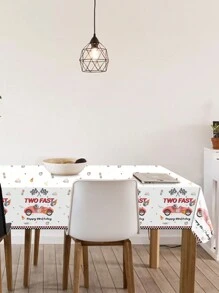 3 件 137 * 274CM/54 * 108IN 一次性派对桌布，卡通可爱格子旗和红色赛车图案桌布，适合各种主题派对和日常装饰 - 彩色 - 查看 5