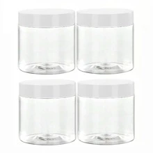 4pcs 7cm Diameter Plastic Storage Bottles With Lids, Paint/Cream/Mask Jars, Eye Cream/Face Cream Bottles, PET Transparent Sampling Containers For Cosmetics - White - View 2