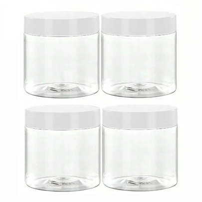4pcs 7cm Diameter Plastic Storage Bottles With Lids, Paint/Cream/Mask Jars, Eye Cream/Face Cream Bottles, PET Transparent Sampling Containers For Cosmetics