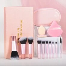 Bộ quà tặng du lịch 10 bộ cọ trang điểm mini cổ điển đa năng dùng để trang điểm cho tủ quần áo, và bộ kết hợp có túi đựng, bộ dụng cụ trang điểm tiết kiệm chi phí, bộ cọ, bộ cọ trang điểm, bộ cọ trang điểm, bộ trang điểm hoàn chỉnh, bộ cọ trang điểm, bộ trang điểm hoàn chỉnh, bộ cọ, bộ cọ trang điểm, bộ quà tặng trang điểm, bộ - Hồng - Xem 10