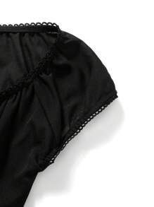 Women Y2k Fairy Grunge Tees Short Sleeve See Through Lace Up T-Shirt Vintage Crop Tops Aesthetic Clothes E-Girl Streetwear - 黑色 - 查看 6