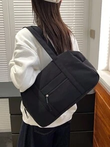 高品质手提包和单肩包，女士时尚休闲大容量旅行包旅行收纳包旅行装备机场旅行用品衣服行李包圣诞礼物创意女士女孩圣诞礼物送给妈妈生日礼物妈妈朋友感恩节感谢礼物 - 黑色 - 查看 8