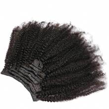 Afro Kinky Curly Clip In Hair Extension 9A Brazilian Human Hair 4B 4C Afro Curly Clip In Hair Extension For Women Afro Coily Hair Clip On Hair Extension For Women Daily Use,Halloween Costumes,Real Human Hair Clip In Hair Extension