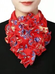 1 pieza Snood de mujer de gasa arrugada, cuello falso, bufanda con protección para el cuello, de seda versátil y elegante, adecuada para el uso diario y actividades al aire libre, Día de San Valentín