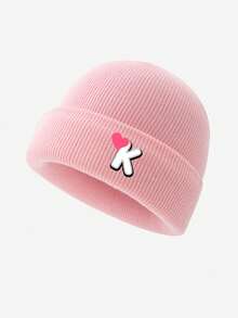 1顶带有爱心字母的婴儿针织帽，柔软温暖，适合新生儿及秋冬季儿童日常使用。 - 彩色 - 查看 6