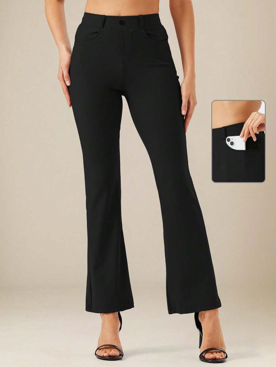 ZUTY Yoga Anzughose mit elastischem Bund, dehnbar, weiter Schnitt, Bundhose mit Gürtelschlaufen und 4 Taschen