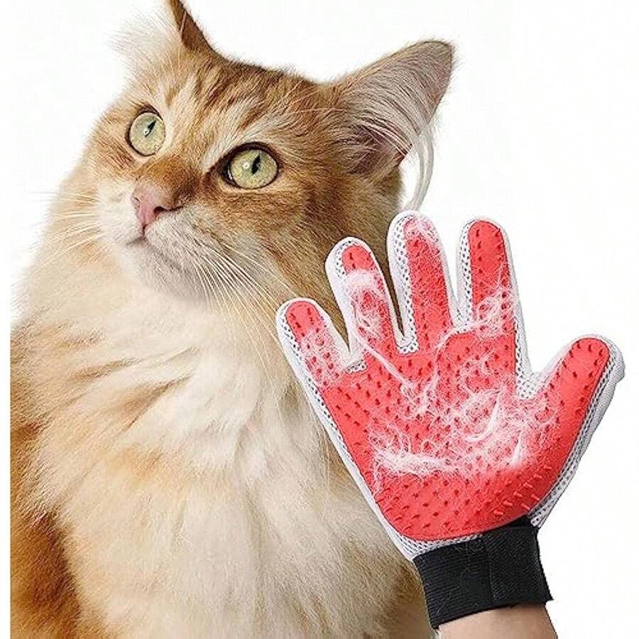 1/2 件装宠物美容手套，猫咪美容手套，温和去除毛发，狗刷洗手套，适合长毛/短毛，猫、狗宠物毛发去除手套