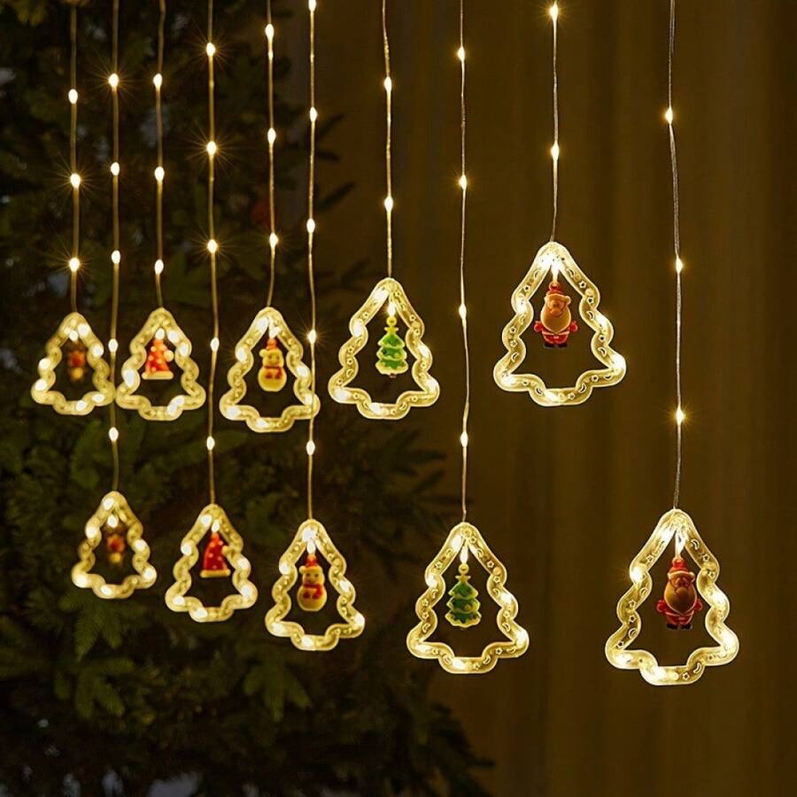 1PC/ Santa Claus LED Curtain Lights USB Powered, Flashing Christmas