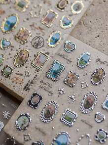 1pc Frame Picture Nail Charm Sticker DIY Art Baroque Style Autumn Nail Art Decoration Ornaments