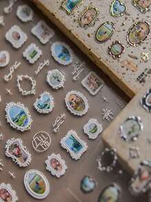 1pc Frame Picture Nail Charm Sticker DIY Art Baroque Style Autumn Nail Art Decoration Ornaments