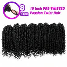 Voorgedraaide Passion Twist Haakhaar 10/14 Inch 1/3/8 Packs Haak Passion Twists, Voorgedraaide Korte Passion Twist Haar Haakvlechten Boheemse Haakhaar, 1B