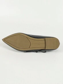 女士尖头平底软皮软底低鞋面舒适户外蝴蝶结搭配正装平底鞋，不累，适合所有季节 - 黑色 - 查看 5