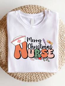 Nurse Christmas Shirt, Christmas Nursing T-Shirt, Christmas Healthcare Workers Tee, School Nurse Gifts SD-632 - trắng - Xem 1