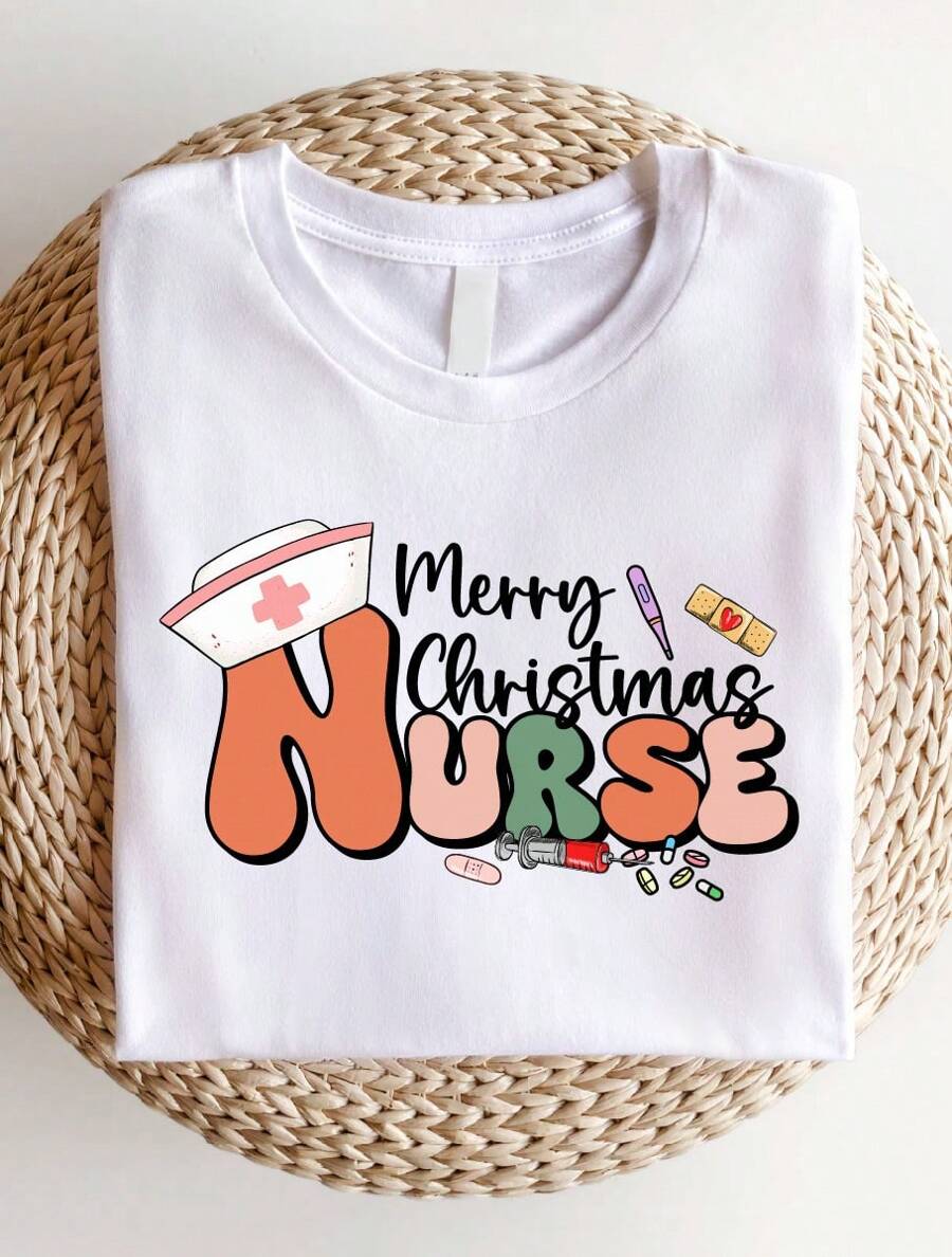 Nurse Christmas Shirt, Christmas Nursing T-Shirt, Christmas Healthcare Workers Tee, School Nurse Gifts SD-632 - trắng - Xem 1
