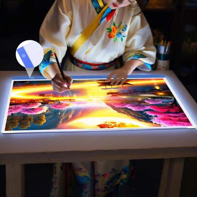 Elapoid 1 pièce Plaque lumineuse LED pour peinture de diamant, super grande boîte lumineuse d'artiste pour le traçage, table de copie ultra-fine avec luminosité réglable. Plaque de trace LED DIY pour l'artisanat, le tatouage, le dessin, la diffusion en continu, l'esquisse, l'animation, le pochoir. Cadeau de Noël et d'Halloween (Taille: A2/A3/A4/A5; Couleur: Noir/Rouge/Bleu/Jaune)