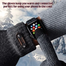 Custom Winter Gloves, Touch Screen Elastic Warm Knit Lining Thermal Gloves For Cold Weather - Black - View 3