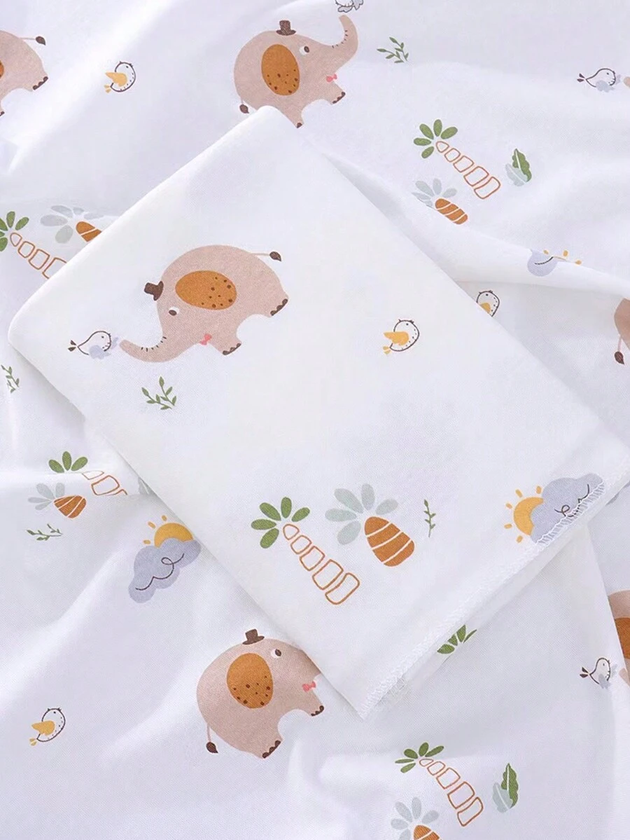 1pc Newborn Elephant Pattern Soft Cozy Hospital Wrap Swaddle Blanket For Baby, Lightweight All Season - Forest Elephant - View 1