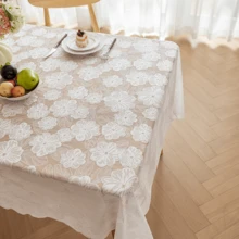 1 szt. Obrus z koronką Camellia, tkany kwadratowy pokrowiec na stół z kwiatowym wzorem, do jadalni, dekoracji patio