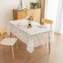 1 szt. Obrus z koronką Camellia, tkany kwadratowy pokrowiec na stół z kwiatowym wzorem, do jadalni, dekoracji patio