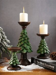 1 件圣诞桌面或橱窗展示仿树脂圣诞树雕像装饰，树脂材料家居装饰配件，用于圣诞树装饰，圣诞树形烛台，小圆形蜡烛装饰，适用于主题派对、餐厅和圣诞庆祝活动、房间装饰、礼物 - 彩色 - 查看 11
