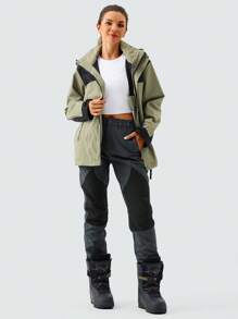 ZUTY Women's Outdoor Snow Ski Pants Waterproof Hiking Insulated Softshell Pants Snowboard Zipper Bottom Leg - Màu xám đen - Xem 7