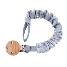 1pc Infant Fashion Printed Grid, Polka Dot & Striped Pacifier Clip & Wooden Pacifier Clip, Daily Use - Multicolor - View 46