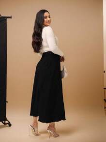 Women's Long Black Jeans Skirt With Buttons And Pockets Frotais Evangelical Fashion Luxury 38 To 48 Long Skirt Without Elastane 100% Jeans Skirt - 黑色 - 查看 4