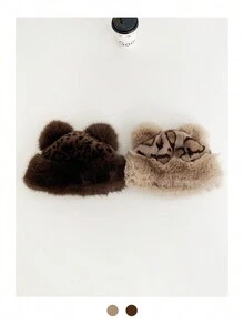 1 chiếc mũ xô ấm áp có vành tai họa tiết báo cổ điển, dành cho cả nam và nữ vào mùa thu/đông - Nhiều màu - Xem 11