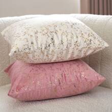 1pc Double-Sided Baroque Style Gold Foil Printed Velvet Cushion Cover,No Filling. The Soft Velvet Fabric With Gold Foil Print Shiny Shimmering Design, Suitable For Sofa, Couch, Bed, Car, Chairs, Window Seats, Loveseat, Living Room, Bedroom, Floor, Bench, Office, Cafe Etc.