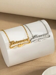 1 件定制双层铭牌项链，个性化不锈钢心形吊坠，定制铭牌项链，送给妈妈的个性化礼物，圣诞节礼物，母亲节礼物，情人节礼物 - 銀色 - 查看 3