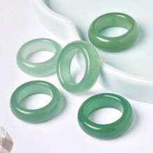 1Pc Natural Crystal Agate Green Ring, Quartz White Jade Ring, Chakra Fashion Ring, Fortune, Luck, Fashion Men's And Women's Jewelry, Couple Rings, Engagement Rings, Family Gifts, Christmas And Various Holiday Party Gift Rings, Crystal Gifts (Gift Box)