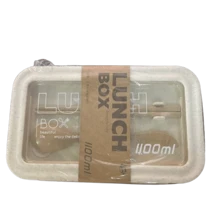 Lunch Box 1100 ml con Cuchara y Palillos - Ecológico y Práctico - Beis - Ver 2