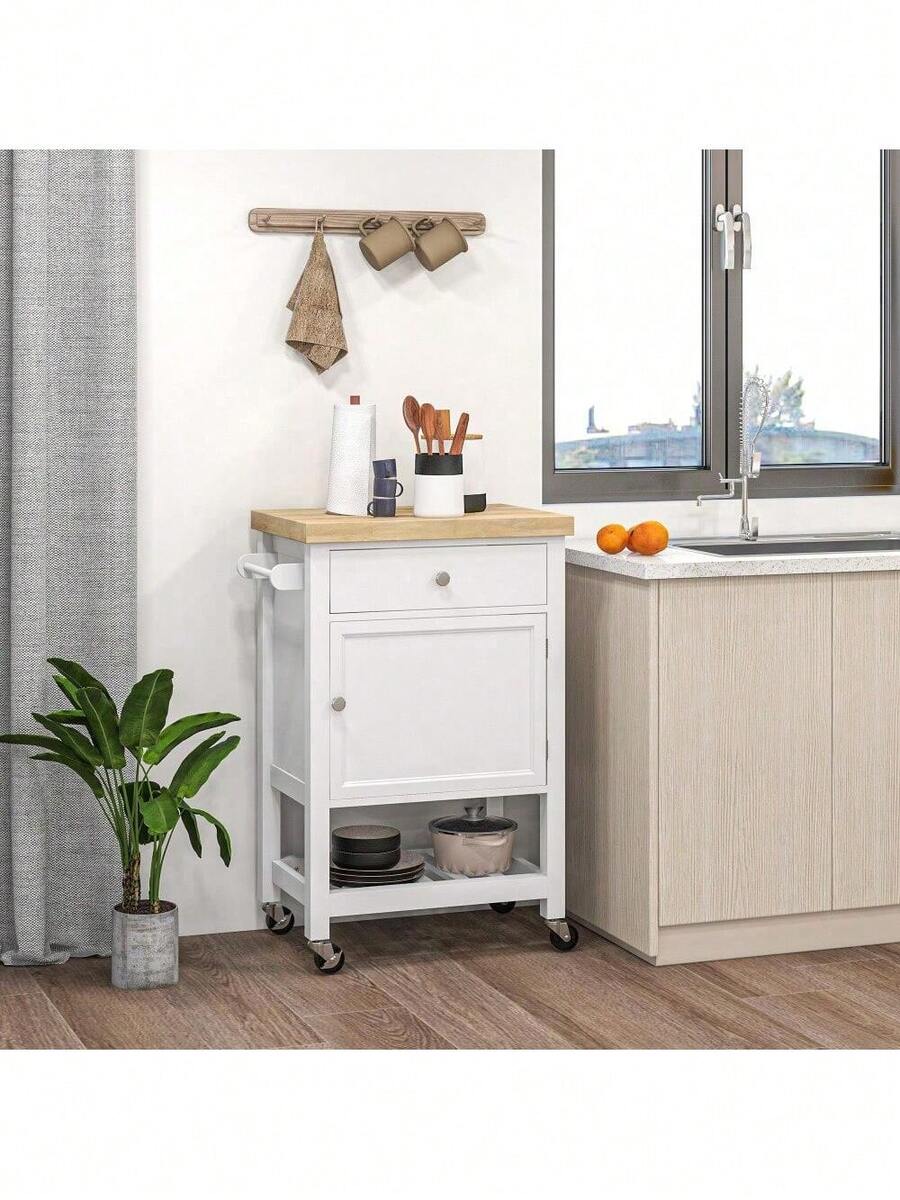 Utility Kitchen Cart, Rolling Kitchen Island With Smooth