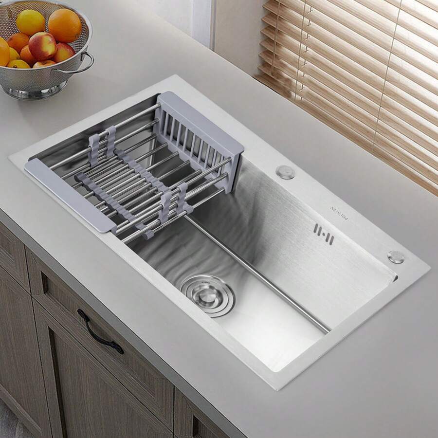 Sink, Stainless Steel Sink, Stainless Steel Sink With One Bowl Overflow Device - Topmount Sink For RV Or Home Kitchen - Silver - View 1