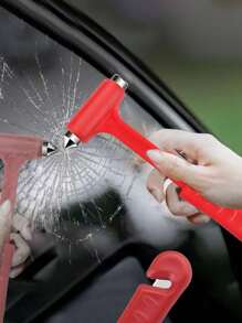 1件装汽车锤，带安全带切割器的汽车玻璃破碎器，二合一紧急逃生工具，灾难救援用的长柄破窗器，车祸救生锤，男士工具 - 紅色 - 查看 1