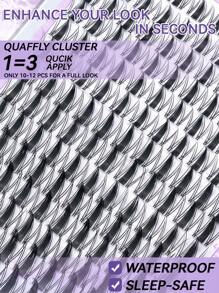 154PCS-C-Curl Fairy Lash Clusters Kit 10-18mm Manga Eyelash Clusters, DIY Eyelash Extensions Kit Wet-Look Spiky Anime Lashes Individual Fake Eyelashes Clusters Kit Ultra-Thin Invisible Lash Band - 黑色 - 查看 4