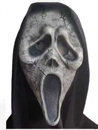 1pc Halloween Cosplay Horror Silly Screaming Ghost Face Mask, Scary Head Decor, Latex Material For Adult Party Theater Prop