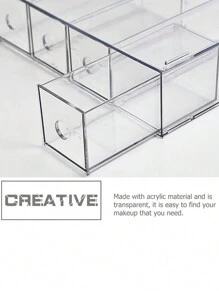 1 个 4 格亚克力桌面收纳盒，垂直和水平两用，厚实的收纳盒，适用于笔、珠宝、化妆品、学生办公用品、眼镜 - 無色 - 查看 6