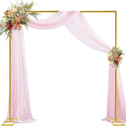 Soporte para arco de boda de 2 m de alto, cuadrado, de metal dorado, para arco de globos, para decoración de bodas, cumpleaños, aniversarios y Día de San Valentín