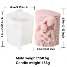 3D 相框圣母玛利亚与婴儿硅胶蜡烛模具玫瑰花环圣母子雕像陶瓷石膏树脂制作工具工艺品铸造模具 - 白色 - 查看 4