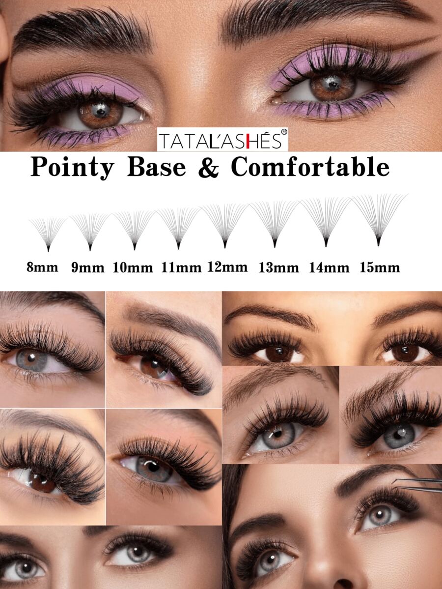 580fans box tata lashes 0 05mm thickness 14d promade loose fan lashes
