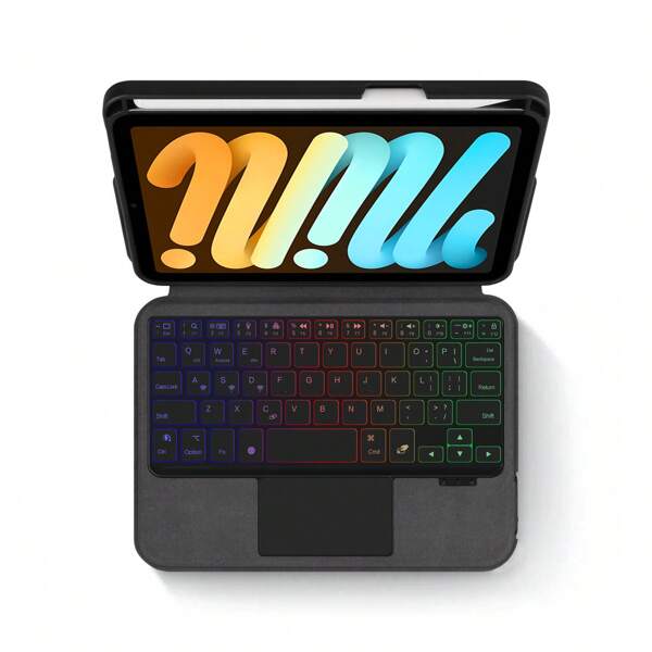 Teclado retroiluminado inteligente compatible con iPad Mini 7/6, tableta PC de 8.3 pulgadas modelo 2024, teclado inalámbrico Bluetooth con funda con trackpad, ranura para bolígrafo, compatible con iPad Mini 7th/6th Gen A2993/A2568/A2569
