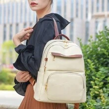 Women's Casual Stone Pattern Backpack, Soft Leather Large Capacity Travel Rucksack - Multicolor - View 4