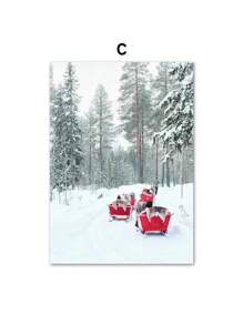 1pc Phong cảnh mùa đông Quà tặng Giáng sinh Trang trại Tuyết Tường Nghệ thuật In Canvas Tranh Bắc Âu Áp phích In Trang trí phòng khách Không có khung - Nhiều màu - Xem 38