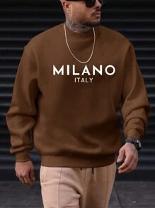 Herren urbaner lockerer Lässig Sweatshirt mit grafischem Muster am Rundhalsausschnitt, Frühling/Herbst