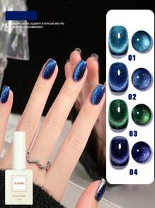 12Ml容量秋冬热销4色系列梦幻银河水晶猫眼指甲油胶2024新款流行闪光法式猫眼美甲沙龙带UV指甲灯修复适合居家女士 - 彩色 - 查看 1
